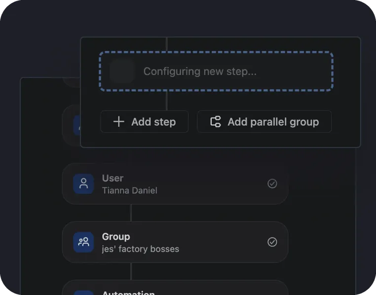 Approval path being assembled from an approval group and a vote step