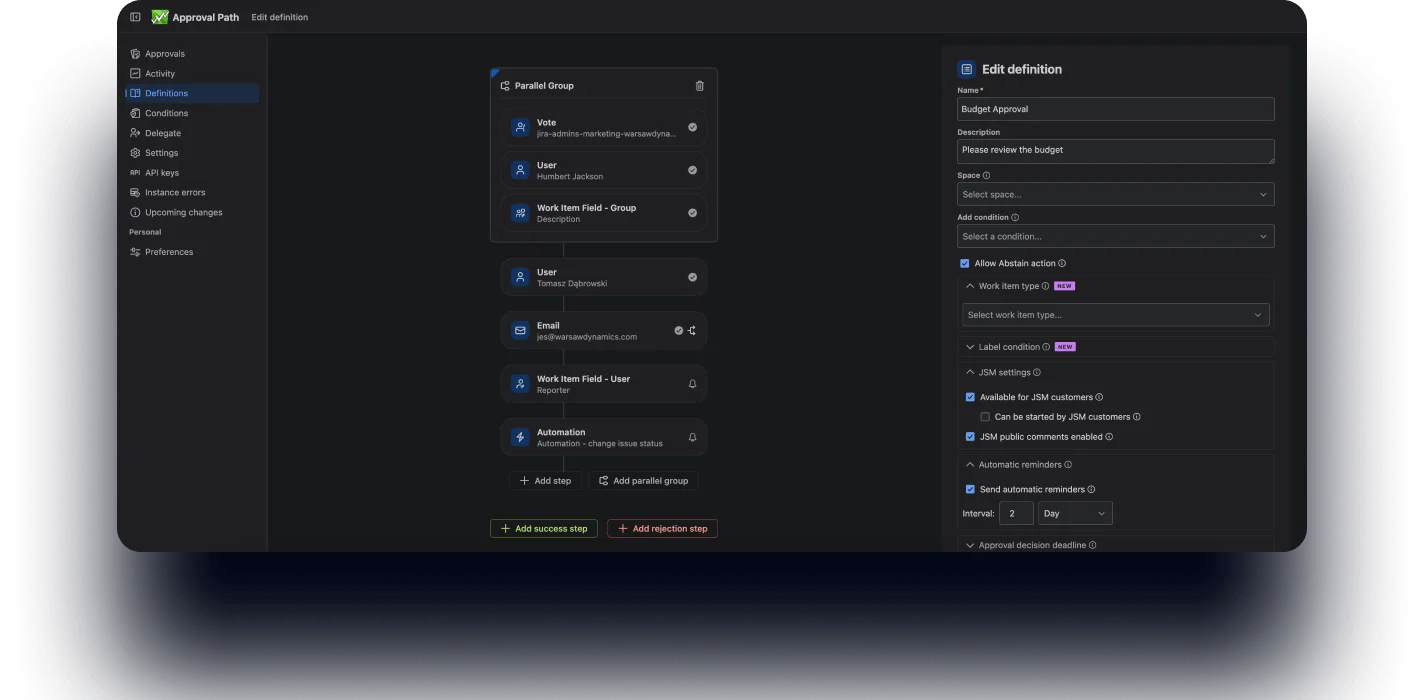 Approval Path for Jira – automated approval workflow on a Jira issue