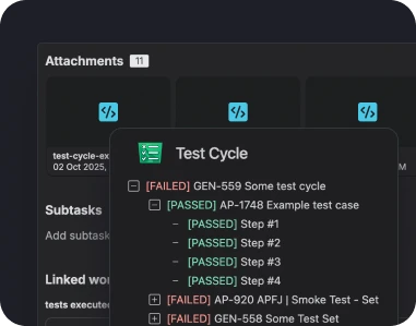 Test execution reporting and history