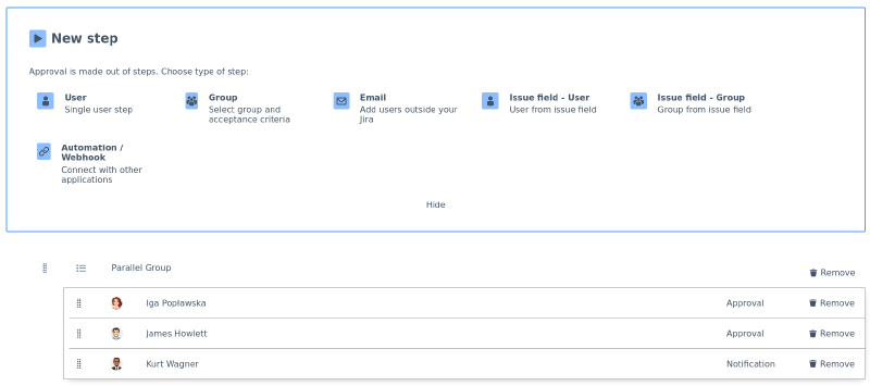 Step types in Approval Path app