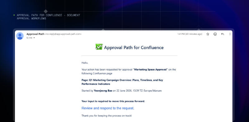 Approval Path for Confluence structured document approval workflow