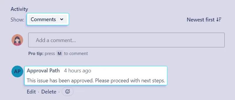 You can check comments added through automation.