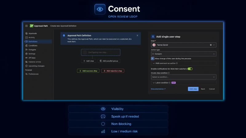 Approval Path supports both strict approvals and lighter consent-style decisions, including an abstain option