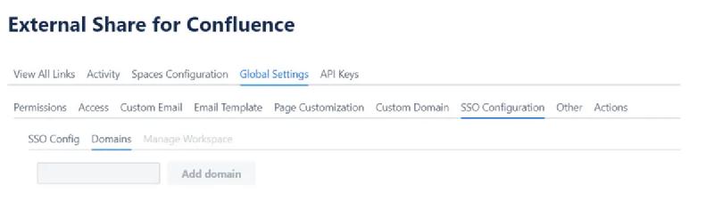 Global Settings → SSO Configuration → Domains